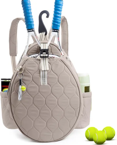Miniatura 10 de Bolsa de tenis acolchada para mujer – Mochila de tenis y bandolera Capacidad para 2 raquetas o 3 paletas de pickleball Bolsa ligera para raqueta