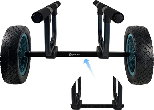 Miniatura 3 de Carrito de kayak resistente, carrito de canoa ajustable de ancho con ruedas de playa planas de 12 pulgadas