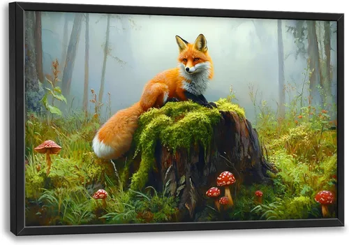 Miniatura 97 de Cuadros Grandes Enmarcados Arte de Pared para Sala de Estar, Lobos del Bosque Decoración de Pared de Gran Tamaño Lobo Animal Impresión en Lienzo