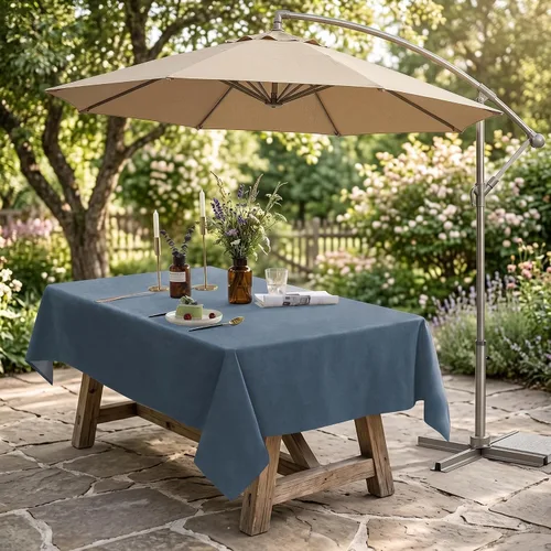 Miniatura 122 de Mantel para mesa rectangular de 55x71 pulgadas, de lino sintético, resistente a las arrugas e impermeable, color beige, para cocina, comedor