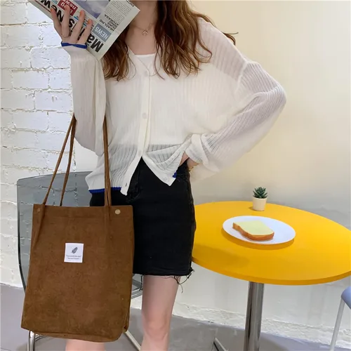 Miniatura 3 de Tchh-Dayup Bolso de lona para mujeres y chicas, bolso de pana.