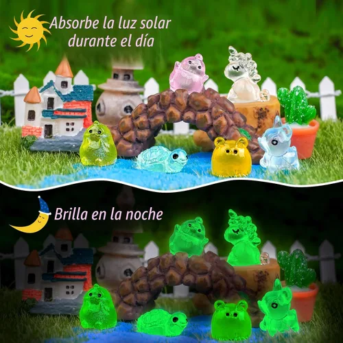 Miniatura 5 de 200 piezas de animales luminosos en miniatura de resina para esconder pequeñas criaturas que brillan en la oscuridad para accesorios de decoración