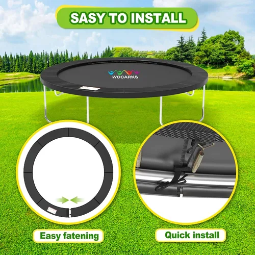 Miniatura 5 de Almohadilla para Trampolín, 10ft 12ft 14ft 15ft 16ft Almohadilla de Seguridad de Repuesto para Trampolín, Impermeable y Resistente al Desgarro Negro