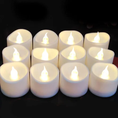 Miniatura 10 de Velas de luz LED a pilas, juego de 24, realistas y brillantes titilantes, duraderas 200 horas, operadas con pilas, sin llama, velas de luz LED