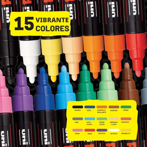 Miniatura 2 de uni Posca Rotulador de pintura - punta media - juego de 15 (PC-5M15C), surtido