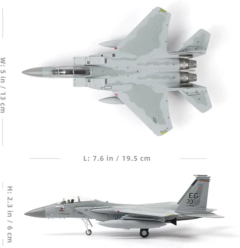 Miniatura 2 de NUOTIE El modelo F-15C American Eagle Aircraft es un modelo de avión de combate de metal fundido a presión de doble motor 1:100, adecuado para fines