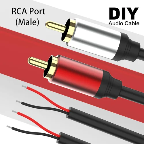 Miniatura 4 de HIEbee Cable de altavoz de 1 pie RCA macho conector adaptador a cable desnudo extremo abierto Pigtail Audio Video RCA Cable para amplificador
