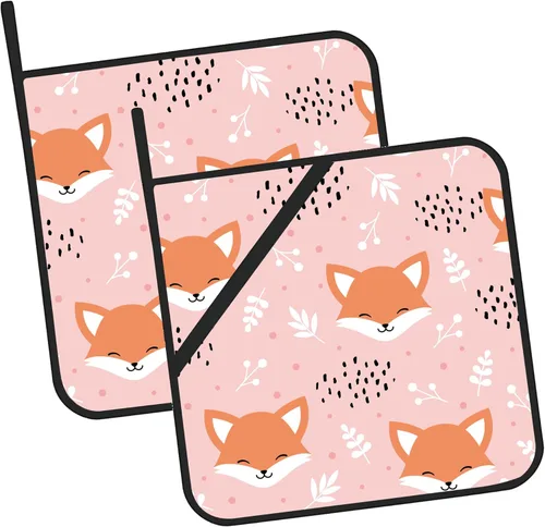 Lindos soportes para ollas de Fox Smile, 2 unidades para cocina, almohadillas calientes resistentes al calor para cocinar a la parrilla, hornear