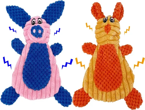 Miniatura 8 de Comtim Juguetes para perros sin relleno con chirriador, juguetes duraderos para masticar, perros pequeños y cachorros, conejo y elefante