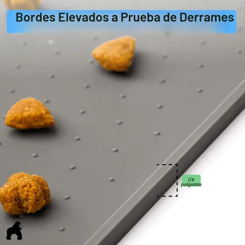 Miniatura 7 de Gorilla Grip - Tapete de 100% silicona impermeable con borde elevado, sin BPA, para alimentación de mascotas, contiene derrames, protege el piso