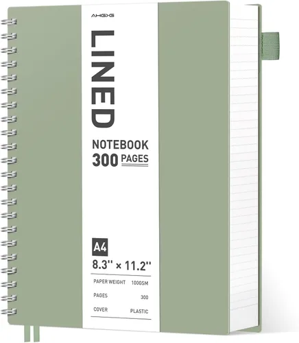 Miniatura 13 de AHGXG Cuaderno espiral rayado para universidad - Cuaderno espiral perforado A4 de 8.5" x 11", 300 páginas con páginas perforadas fáciles de rasgar