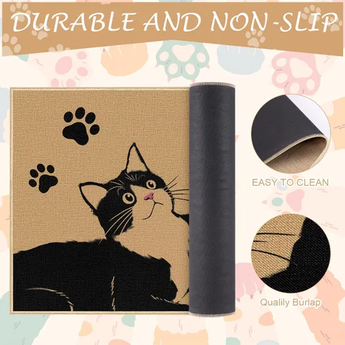 Miniatura 5 de Louise Maelys Wipe Your Paws - Tapete de bienvenida antideslizante, divertido tapete delantero de gato negro para primavera y verano, tapete