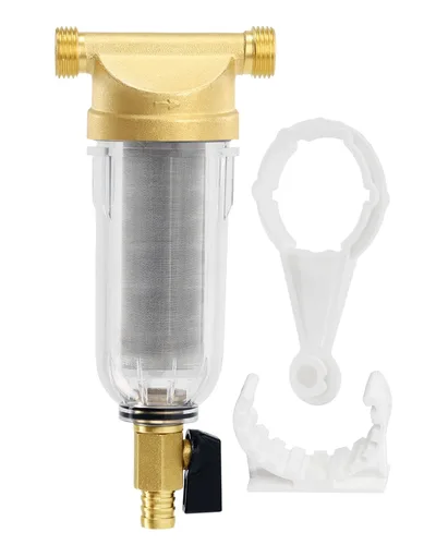 Filtro de agua para toda la casa, sistema de prefiltro de sedimentos giratorios de 40 micrones, MNPT de 3/4", latón resistente sin BPA