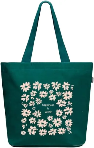 Miniatura 132 de Ecoright Bolsa de lona estética para mujer, bolsa grande con cremallera y bolsillo, bolsa de mano para mujer, para yoga, trabajo, playa