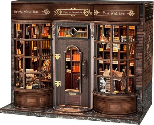 Miniatura 9 de Kit de rincón de libros mágico - Kit de casa de muñecas en miniatura DIY para adultos y adolescentes, rompecabezas de madera 3D para estantería