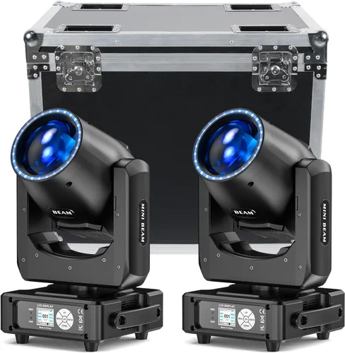 Miniatura 8 de 350W 7R Luz de haz con cabeza móvil y tira LED RGB, control DMX512, sonido activado, efecto de prisma, niebla, arcoíris, 48 prismas y 14 gobos, 14