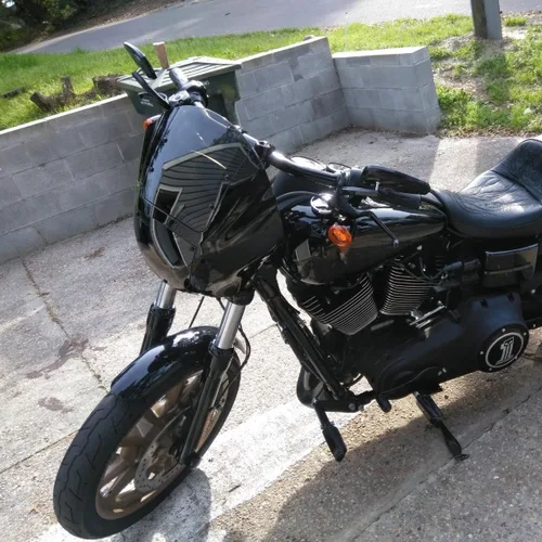 Miniatura 7 de XFMT Carenado frontal desmontable de cuarto para motocicleta con parabrisas antiniebla y abrazaderas de montaje negro de 49 mm para Harley Sportster