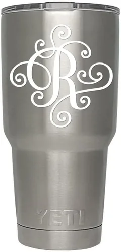Miniatura 6 de Monogram - Calcomanía troquelada/vinilo adhesivo. Haga clic para opciones de color/letra. Disponible en cuatro colores y todas las letras de la A