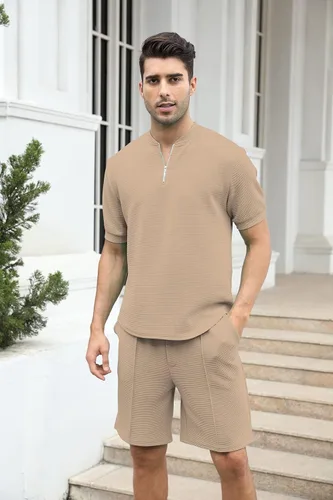 Miniatura 22 de FZNHQL Conjunto deportivo de moda para hombre, 2 piezas, casual, atlético, para correr, manga corta/larga, conjunto para hombre