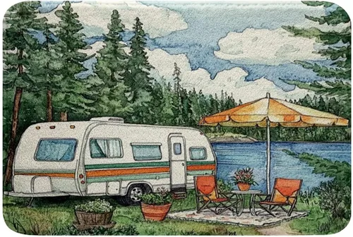 Miniatura 12 de Erosebridal Happy Camping - Tapete de baño para cámper, autocaravana, auto, alfombra de baño marrón de granja 3D, alfombra de baño con patas