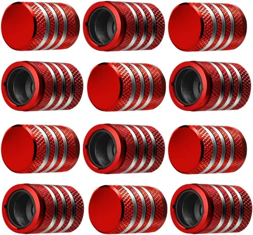 Tapón de vástago de válvula de neumático, (12 unidades), tapones de aire de metal con forro de plástico, resistentes a la corrosión, a prueba de Rojo