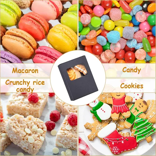 Miniatura 7 de Spakon 30 cajas de jabón de papel kraft negro con ventana, 3.5 x 2.6 x 1.2 pulgadas, se adapta a hasta 4 jabones hechos a mano, caja de regalo