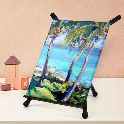 Miniatura 6 de Falling in Art Caballete de mesa de aluminio de 15 a 21 pulgadas, trípode negro con patas de goma, sostiene lienzo, pinturas, libros, fotos