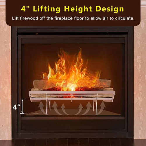 Miniatura 4 de BeneLabel SUS304 - Rejilla de chimenea de acero inoxidable de 24 pulgadas, soporte para estufa de leña de alta resistencia, rejilla de fuego