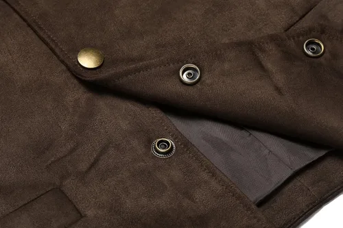Miniatura 4 de COOFANDY Chaleco de traje de cuero de gamuza para hombre, chaleco occidental casual, chaleco ajustado