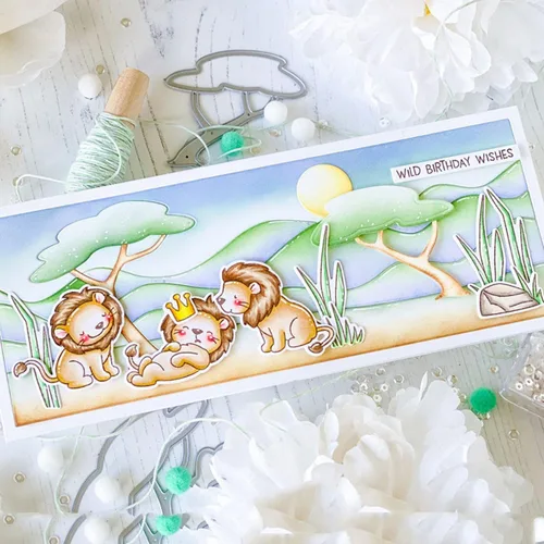 Miniatura 8 de Wild Birthday Wishes - Juego de sellos y troqueles para hacer tarjetas, sellos transparentes y troqueles de corte de metal para álbumes de recortes