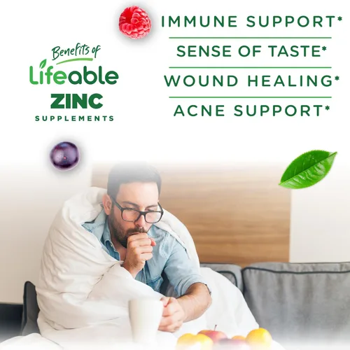 Miniatura 3 de Lifeable Gomitas de zinc 50 mg Vitaminas de zinc de gran sabor natural Sin gluten, vegetariano, sin OMG, zinc masticable para apoyo
