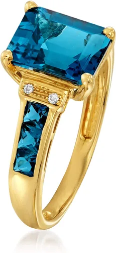 Miniatura 3 de Ross-Simons 300 ct tw London Blue Topaz Ring in 14kt Yellow Gold