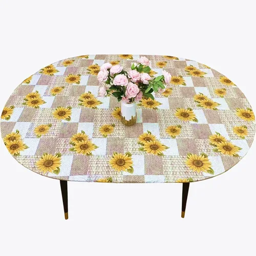 Miniatura 52 de Pioggia Mantel redondo de vinilo ajustable con reverso de franela, mantel elástico, impermeable, a prueba de aceite, mantel de plástico ideal