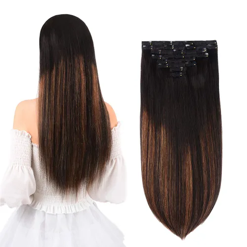 Miniatura 11 de Extensiones de cabello humano real con pinzas, 12 pulgadas, 2.89 oz, 8 piezas de extensiones de cabello Remy para mujer, color marrón medio