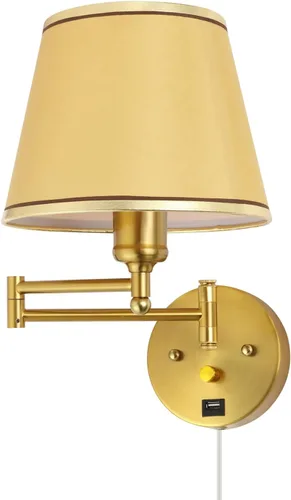 Miniatura 10 de Lámpara de Pared con Brazo Oscilante Enchufable, Apliques de Pared Ajustables, Luz de Lectura Industrial Vintage, Luz de Montaje en Pared junto a