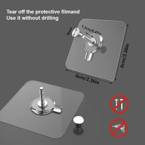 Miniatura 2 de Paquete de 14 ganchos adhesivos de pared, ganchos de fotos sin clavos, gancho de pared sin daños para cocina, baño, dormitorio, oficina, impermeable