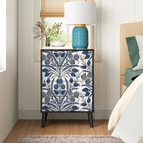 Miniatura 8 de CiCiwind Papel tapiz de despegar y pegar, color azul y blanco, papel de pared floral, bohemio, autoadhesivo, apto para inquilinos, papel de contacto
