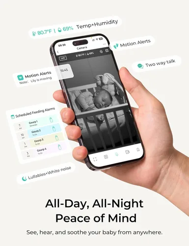 Miniatura 3 de Dr.Care VistaView Lite Smart WiFi Baby Monitor - Pantalla dividida 720P de 4 pulgadas y control de aplicación de cámara 1080P, alertas