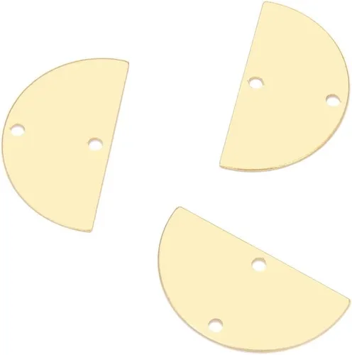 Adabele - 50 piezas de latón crudo de 0.827 in, semicírculo semicírculo, eslabones de 2 agujeros, sin chapar/sin revestimiento para manualidades de