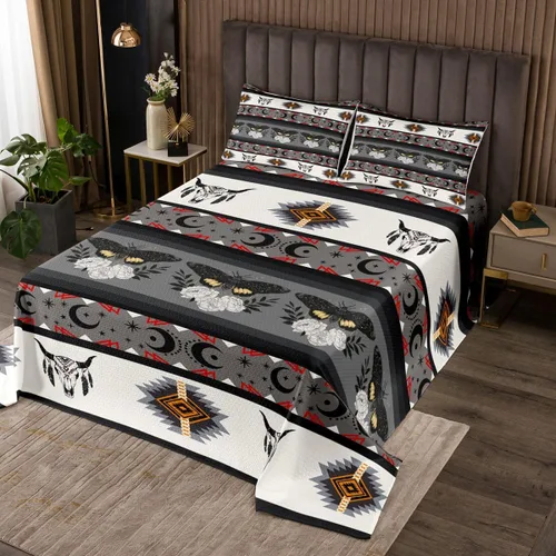 Miniatura 12 de Erosebridal Southwestern - Juego de colcha geométrica bohemia acolchada tamaño individual, juego de edredón étnico tribal con flechas occidentales