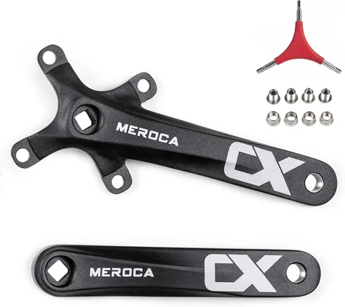 Cyclon Single Speed Square Taper Crankset, 170mm Mountain Bike Crankset with 104BCD 32T/34T/36T/38T/40T/42T Narrow Wide Tooth Round Black Chainring,
