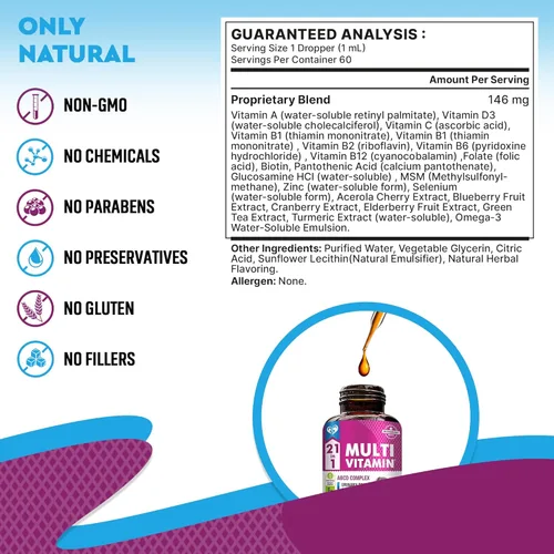 Miniatura 7 de Multivitamínico Líquido para Gatos y Perros con Glucosamina y Arándano Suplementos de Salud 21 en 1 para el Tracto Urinario, Riñón, Vejiga, Cadera