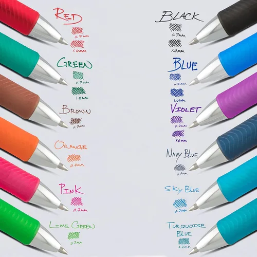 Miniatura 6 de Pentel EnerGel RTX - Bolígrafo de gel líquido retráctil (¹/₃₂ pulgadas), punta de metal, línea mediana, tinta de colores surtidos, paquete de 8