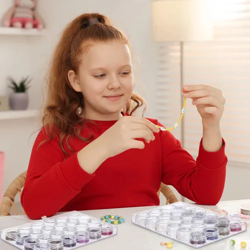 Miniatura 7 de Xinnun 4 unidades organizadores de cuentas transparentes para bordar cuentas con tapa, almacenamiento de pintura de diamante de plástico