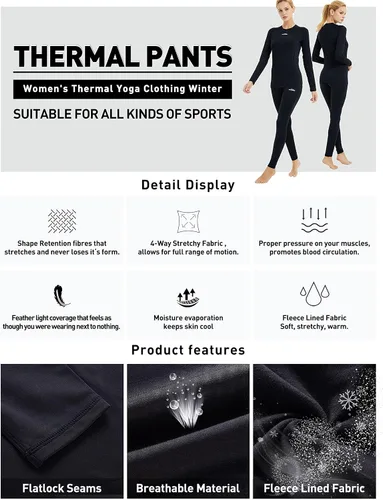 Miniatura 5 de COOLOMG Women Thermal Leggings Fleece-Lined Winter Warm Leggings Base Layer Pants