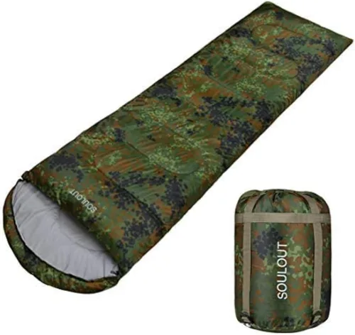 Miniatura 8 de Saco de dormir de 3 a 4 estaciones para adultos y niños, bolsa de camping ligera y cálida para clima frío con saco de compresión impermeable - Rosa