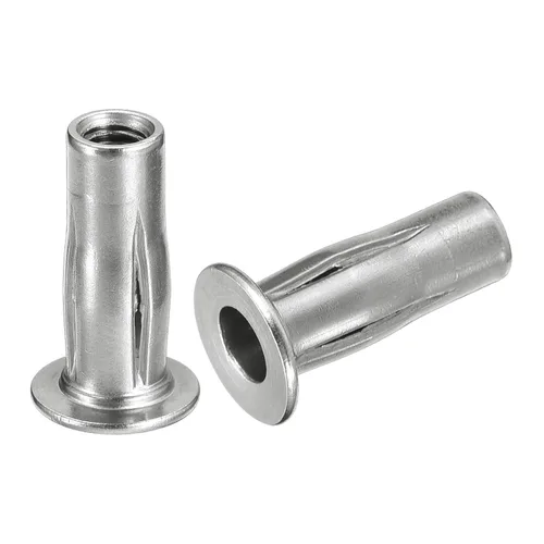 Miniatura 7 de uxcell M6 - Tuercas de remache de agarre múltiple, 2 piezas de vástago preabombado, cabeza plana, tuerca de inserción roscada de acero inoxidable