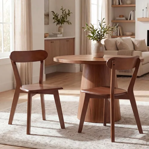 Miniatura 10 de HNY Farmhouse Solid Wood Dining Chairs Set of 2, Mid Century Modern Armless Kitchen & Dining Room Chairs with Curved Back, 300 LBS Capacity, Black