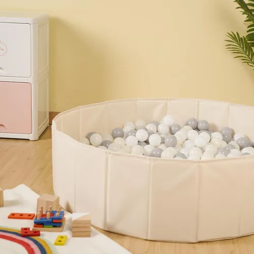 Miniatura 9 de Pozo de pelotas para bebés, bebés, perros, gatos, niños pequeños, tienda de campaña plegable, corralito de juegos con bolsa de almacenamiento, Beige