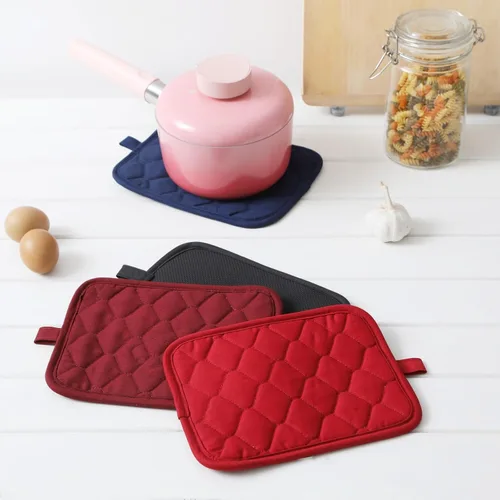 Miniatura 3 de Glynniss Soporte antideslizante para ollas de cocina, juego de almohadillas calientes de algodón para horno con neopreno resistente al calor 450F
